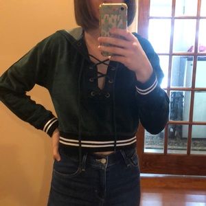 Small velvet forever 21  lace up blouse!